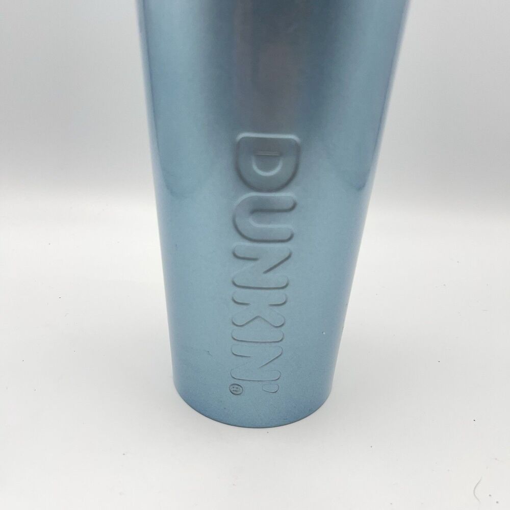 Dunkin Donuts 24oz Stainless Steel Sipper Tumbler Iridescent Blue EUC - Picture 6 of 16